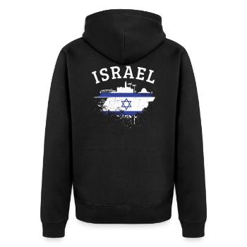 Israel - Unisex Premium Organic Zip Hoodie - black - Back - Nico (187cm)