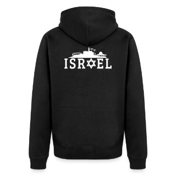 Israel - Unisex Premium Organic Zip Hoodie - black - Back - Nico (187cm)