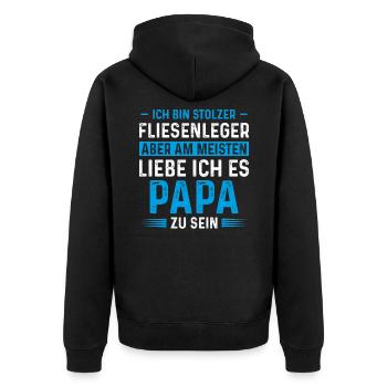 Stolzer Fliesenleger am liebsten bin Papa - Unisex Premium Bio Zip Hoodie - Schwarz - Hinten - Nico (187cm)