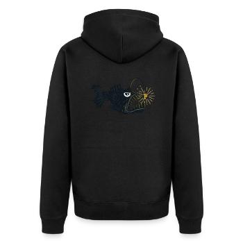 Anglefish Lampfish Pizza Humor Funny cartoon - Unisex Premium Organic Zip Hoodie - black - Back - Nico (187cm)