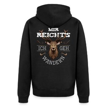 Mir reichts ich geh wandern Hirsch Berge Geschenk - Unisex Premium Bio Zip Hoodie - Schwarz - Hinten - Nico (187cm)