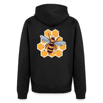 Imker Imkerei Bienen Bienenwabe gelb - Unisex Premium Bio Zip Hoodie - Schwarz - Hinten - Nico (187cm)