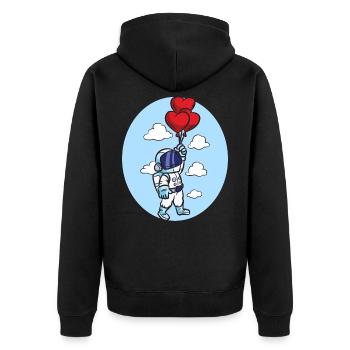 ASTRONAUT HEART BALLON - Unisex Premium Bio Zip Hoodie - Schwarz - Hinten - Nico (187cm)