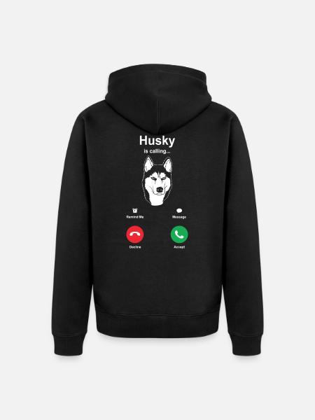 Husky Schlittenhunde - Unisex Premium Bio Zip Hoodie - Schwarz
