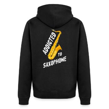 Saxophon - Unisex Premium Bio Zip Hoodie - Schwarz - Hinten - Nico (187cm)