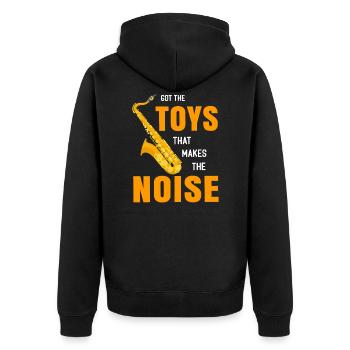 Saxophon - Unisex Premium Bio Zip Hoodie - Schwarz - Hinten - Nico (187cm)