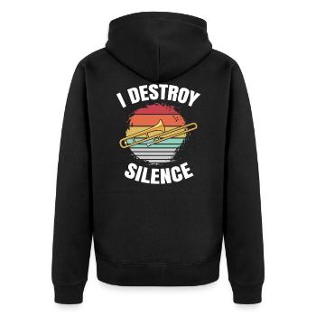 Trombone trombone music instrument shirt for trombone - Unisex Premium Organic Zip Hoodie - black - Back - Nico (187cm)