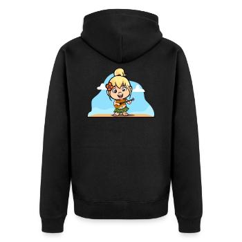 Hula Hawai Mädchen mit Bastrock Girarre Aloha - Unisex Premium Bio Zip Hoodie - Schwarz - Hinten - Nico (187cm)
