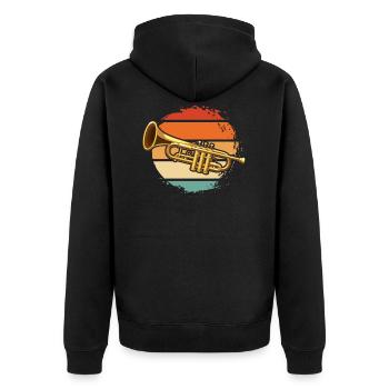 Trompete - Unisex Premium Bio Zip Hoodie - Schwarz - Hinten - Nico (187cm)