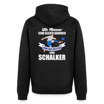 Nur die Besten sind Schalker Geschenkidee - Unisex Premium Bio Zip Hoodie - Schwarz - Hinten - Nico (187cm)
