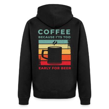 Kaffee Spruch Kaffee Geschenk Kaffeebohne Barista - Unisex Premium Bio Zip Hoodie - Schwarz - Hinten - Nico (187cm)