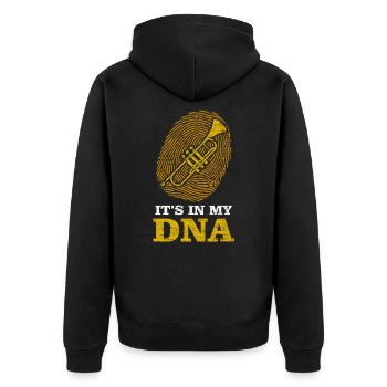 Trompete - Unisex Premium Bio Zip Hoodie - Schwarz - Hinten - Nico (187cm)