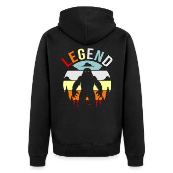 Bigfoot - Unisex Premium Bio Zip Hoodie - Schwarz - Hinten - Nico (187cm)