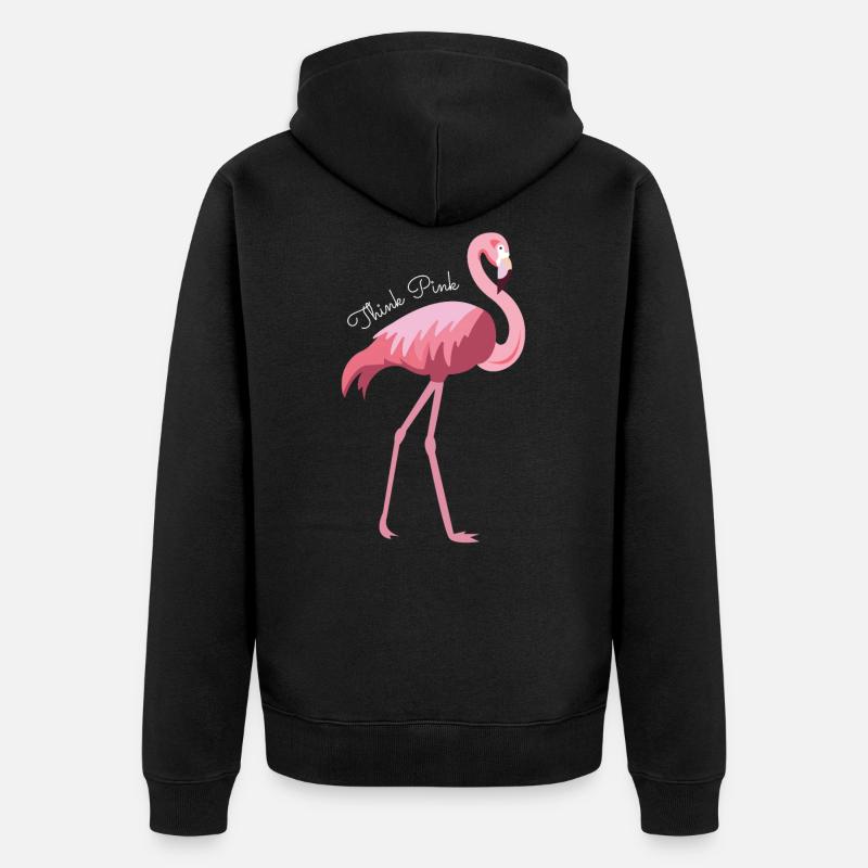 Flamingo - Unisex Premium Bio Zip Hoodie - Schwarz