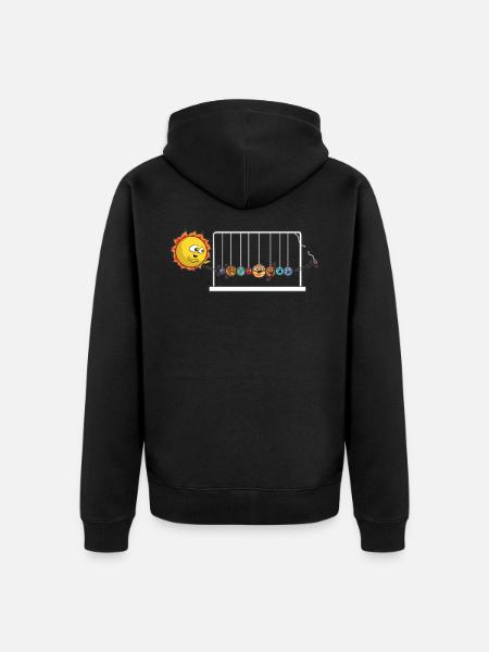 Children sun planet planets Newton pendulum Pluto - Unisex Premium Organic Zip Hoodie - black