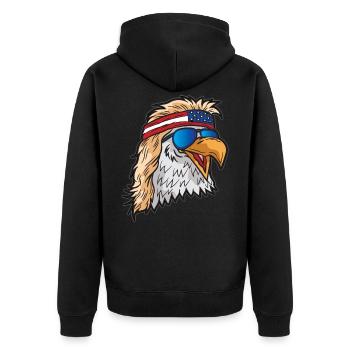 Amerikanischer Weißkopfseeadler Patriot USA - Unisex Premium Bio Zip Hoodie - Schwarz - Hinten - Nico (187cm)
