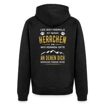 Lustiger Hunde Spruch Männer Hund Herren Vintage - Unisex Premium Bio Zip Hoodie - Schwarz - Hinten - Nico (187cm)