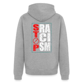 Anti-racisme - Veste à capuche bio Premium Unisexe - gris chiné - Dos - Nico (187cm)