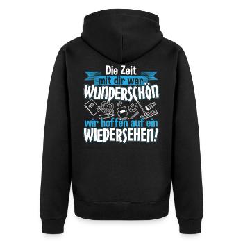 Erzieher und Erzieherin Geschenk Kindergärtner - Unisex Premium Bio Zip Hoodie - Schwarz - Hinten - Nico (187cm)