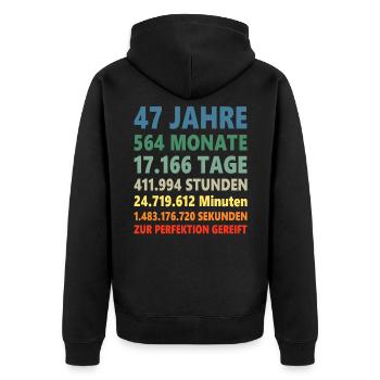47e anniversaire 47 ans cadeau - Veste à capuche bio Premium Unisexe - noir - Dos - Nico (187cm)