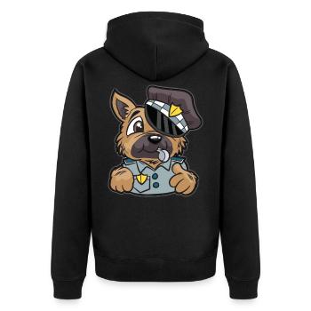 Polizeihund Polizei Hund Englischer Polizist Bobby - Unisex Premium Bio Zip Hoodie - Schwarz - Hinten - Nico (187cm)