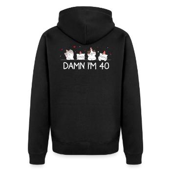 40th birthday - Unisex Premium Organic Zip Hoodie - black - Back - Nico (187cm)