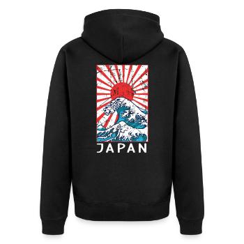Japan - Unisex Premium Bio Zip Hoodie - Schwarz - Hinten - Nico (187cm)