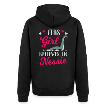 Loch Ness Monster - Unisex Premium Organic Zip Hoodie - black - Back - Nico (187cm)