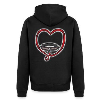 Slave collar leash collar BDSM bondage love - Unisex Premium Organic Zip Hoodie - black - Back - Nico (187cm)
