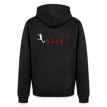 Fußball Frauen Spieler Geschenk - Unisex Premium Bio Zip Hoodie - Schwarz - Hinten - Nico (187cm)