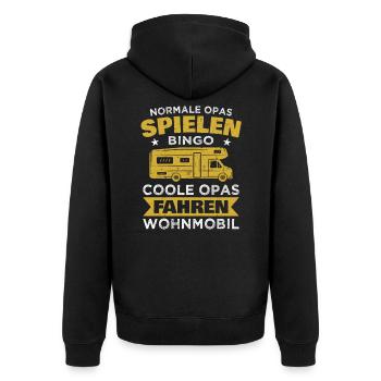 Camping Opa Lustiger Wohnmobil Camper Spruch Retro - Unisex Premium Bio Zip Hoodie - Schwarz - Hinten - Nico (187cm)