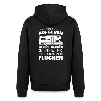 Camping Wohnmobil Spruch Campingplatz Camper Zelt - Unisex Premium Bio Zip Hoodie - Schwarz - Hinten - Nico (187cm)
