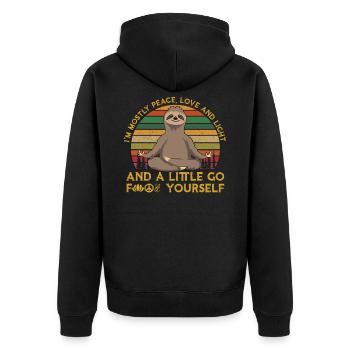 Je suis surtout l'amour de la paix et la lumière fck toi-même - Veste à capuche bio Premium Unisexe - noir - Dos - Nico (187cm)
