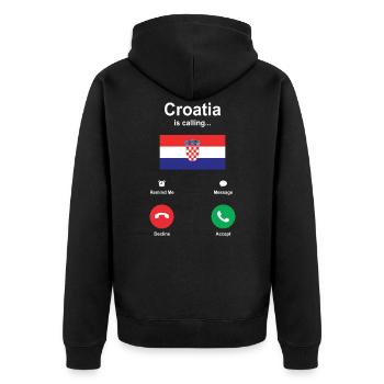 Kroatien - Unisex Premium Bio Zip Hoodie - Schwarz - Hinten - Nico (187cm)