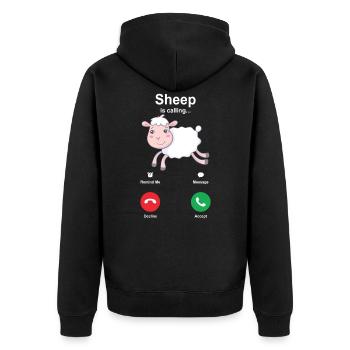 sheep - Unisex Premium Organic Zip Hoodie - black - Back - Nico (187cm)