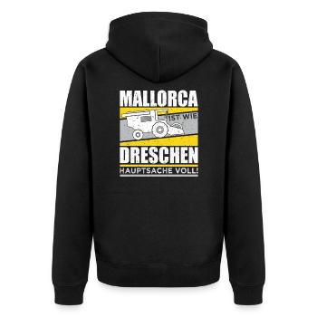 Lustiger Landwirt Spruch Mallorca Dreschen Urlaub - Unisex Premium Bio Zip Hoodie - Schwarz - Hinten - Nico (187cm)