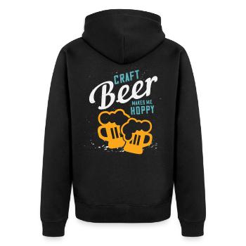 Craft Beer - Unisex Premium Bio Zip Hoodie - Schwarz - Hinten - Nico (187cm)