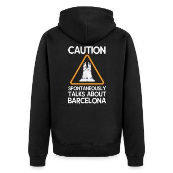 Barcelona - Unisex Premium Bio Zip Hoodie - Schwarz - Hinten - Nico (187cm)