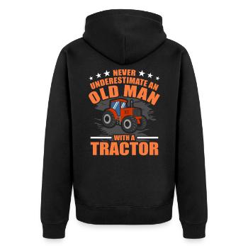 tractor - Unisex Premium Organic Zip Hoodie - black - Back - Nico (187cm)