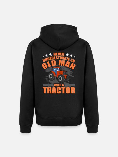 tractor - Unisex Premium Organic Zip Hoodie - black