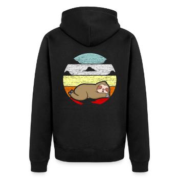 Faultier Faul Faul sein Geschenk - Unisex Premium Bio Zip Hoodie - Schwarz - Hinten - Nico (187cm)