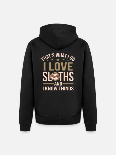 Sloth lazy lazy his gift - Unisex Premium Organic Zip Hoodie - black