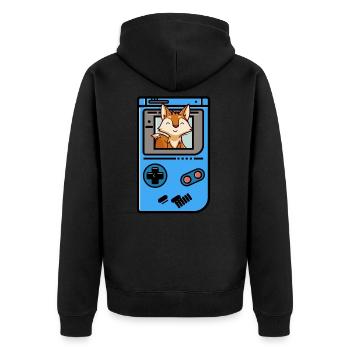 Fox - Unisex Premium Organic Zip Hoodie - black - Back - Nico (187cm)