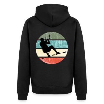 KITE Kiten Kiteboarding Kitesurfen Retro - Unisex Premium Bio Zip Hoodie - Schwarz - Hinten - Nico (187cm)