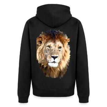 Großer König der Löwen - Unisex Premium Bio Zip Hoodie - Schwarz - Hinten - Nico (187cm)
