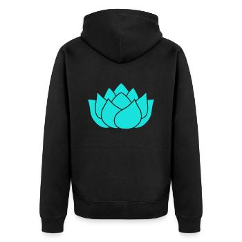 Lotus flower Unalome yoga meditation - Unisex Premium Organic Zip Hoodie - black - Back - Nico (187cm)