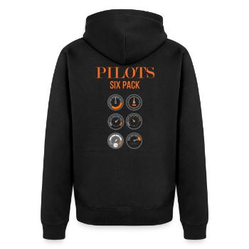 Flugzeug - Unisex Premium Bio Zip Hoodie - Schwarz - Hinten - Nico (187cm)