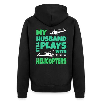 Helikopter - Unisex Premium Bio Zip Hoodie - Schwarz - Hinten - Nico (187cm)