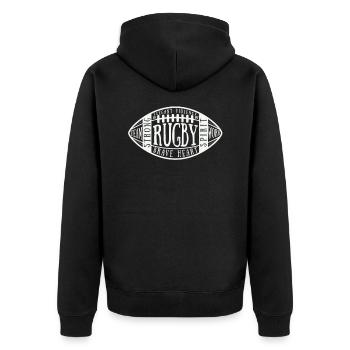 Ballon de rugby pour les fans de rugby | Cadeau de rugby vintage - Veste à capuche bio Premium Unisexe - noir - Dos - Nico (187cm)