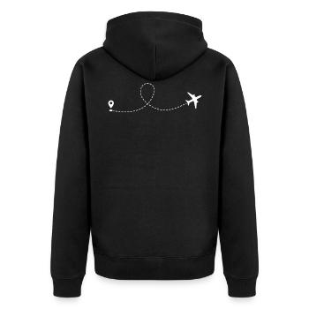 Flugzeug - Unisex Premium Bio Zip Hoodie - Schwarz - Hinten - Nico (187cm)
